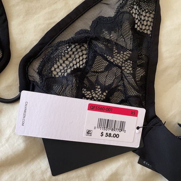 CALVIN KLEIN BLACK FLORAL CLUSTER UNLINED TRIANGLE - Picture 6 of 7